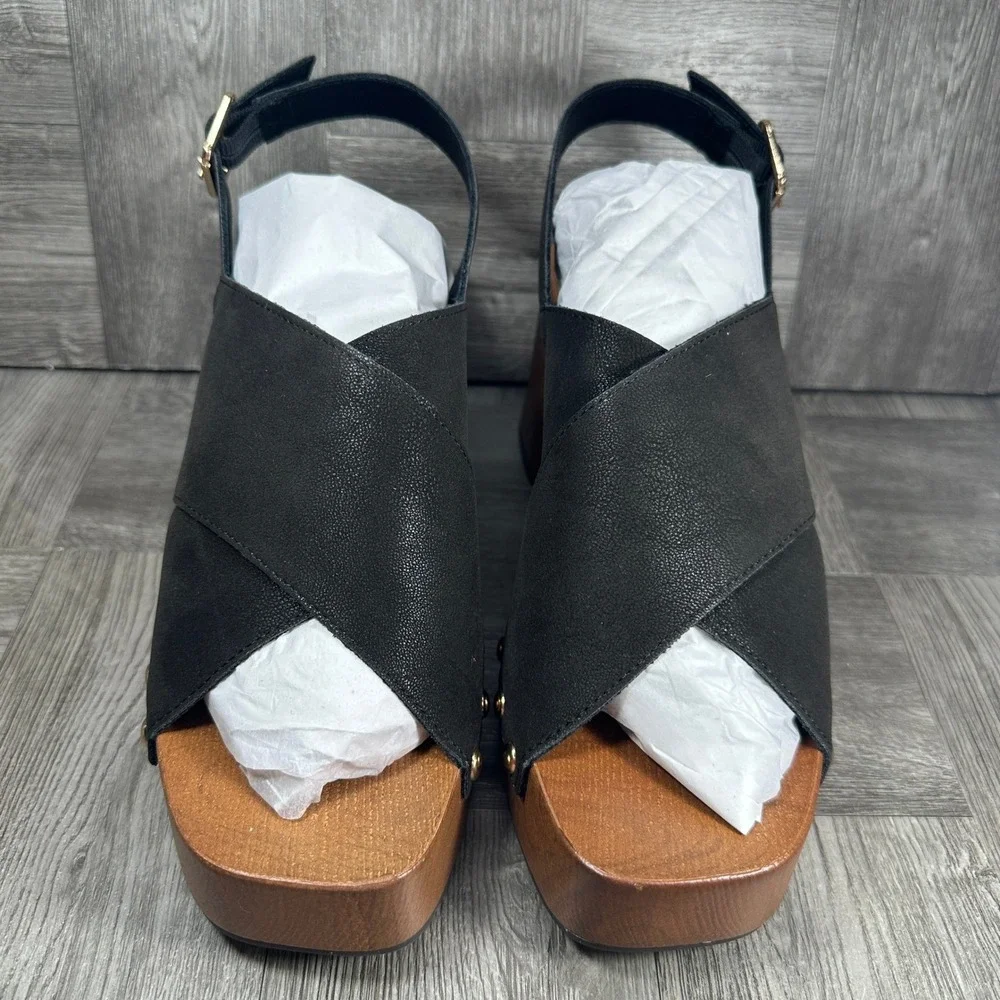 MIA Liarra Platform Clog Sandals Women 10 Black Studded Slingback NEW